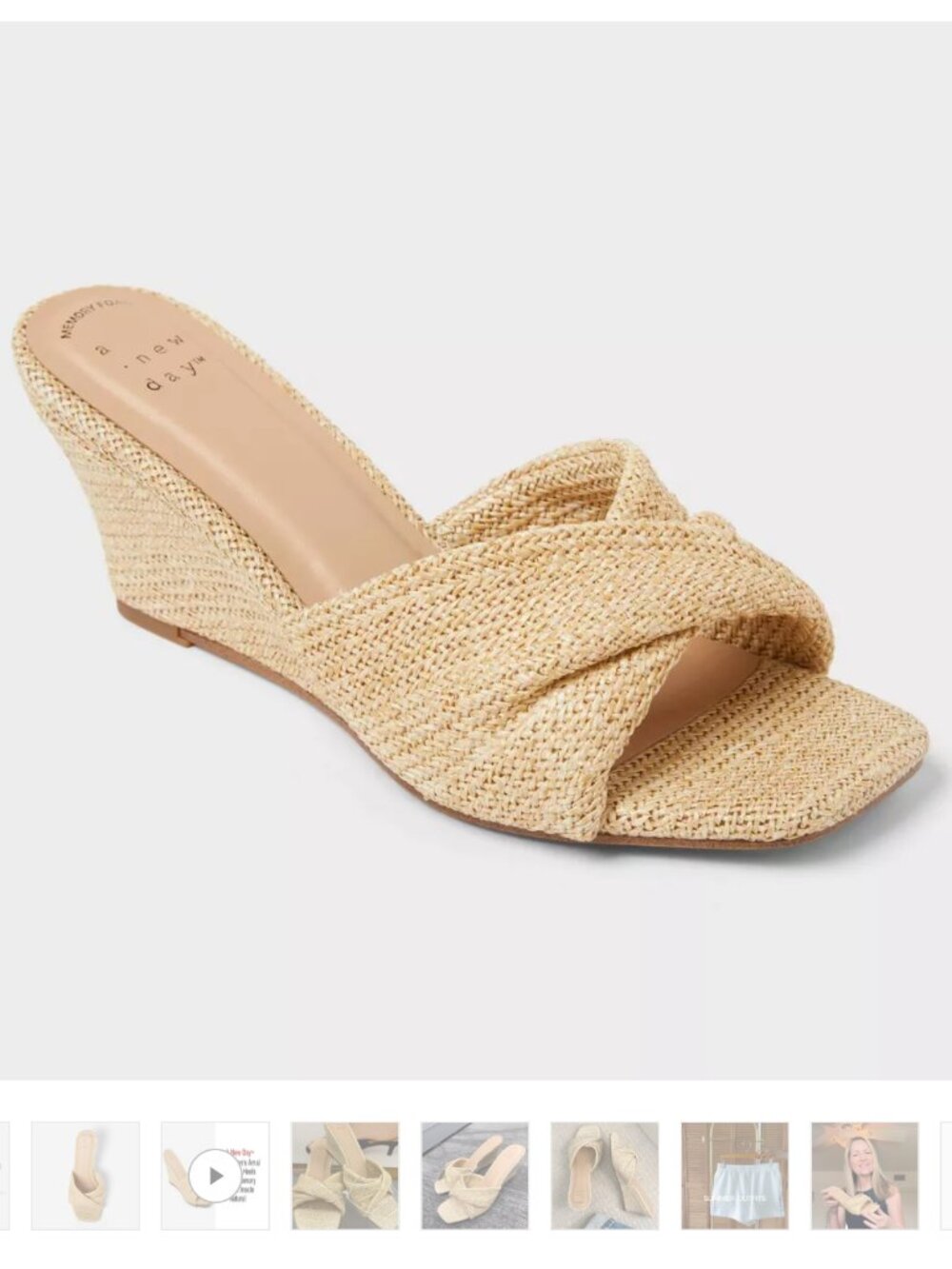 NWT Target A New Day Natural Tan Women’s Amal 2.5" Wedge Heel Sandals - 10